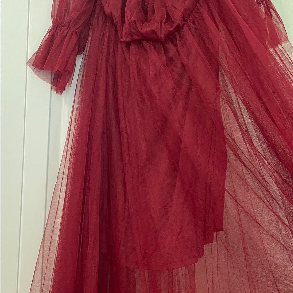 Ever Pretty Deep Red Tulle Gown - Picture 3 of 5